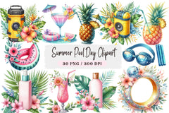 Summer Pool Day Clipart Bundle - CraftNest - Digital Crafting and Art