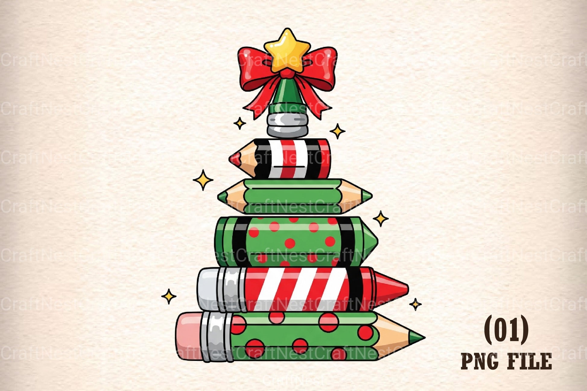 Christmas Pencil Tree Teacher Clipart Bundle - CraftNest - Digital Crafting and Art