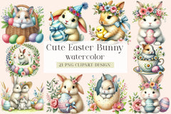Cute Easter Bunny Clipart Bundle - CraftNest - Digital Crafting and Art