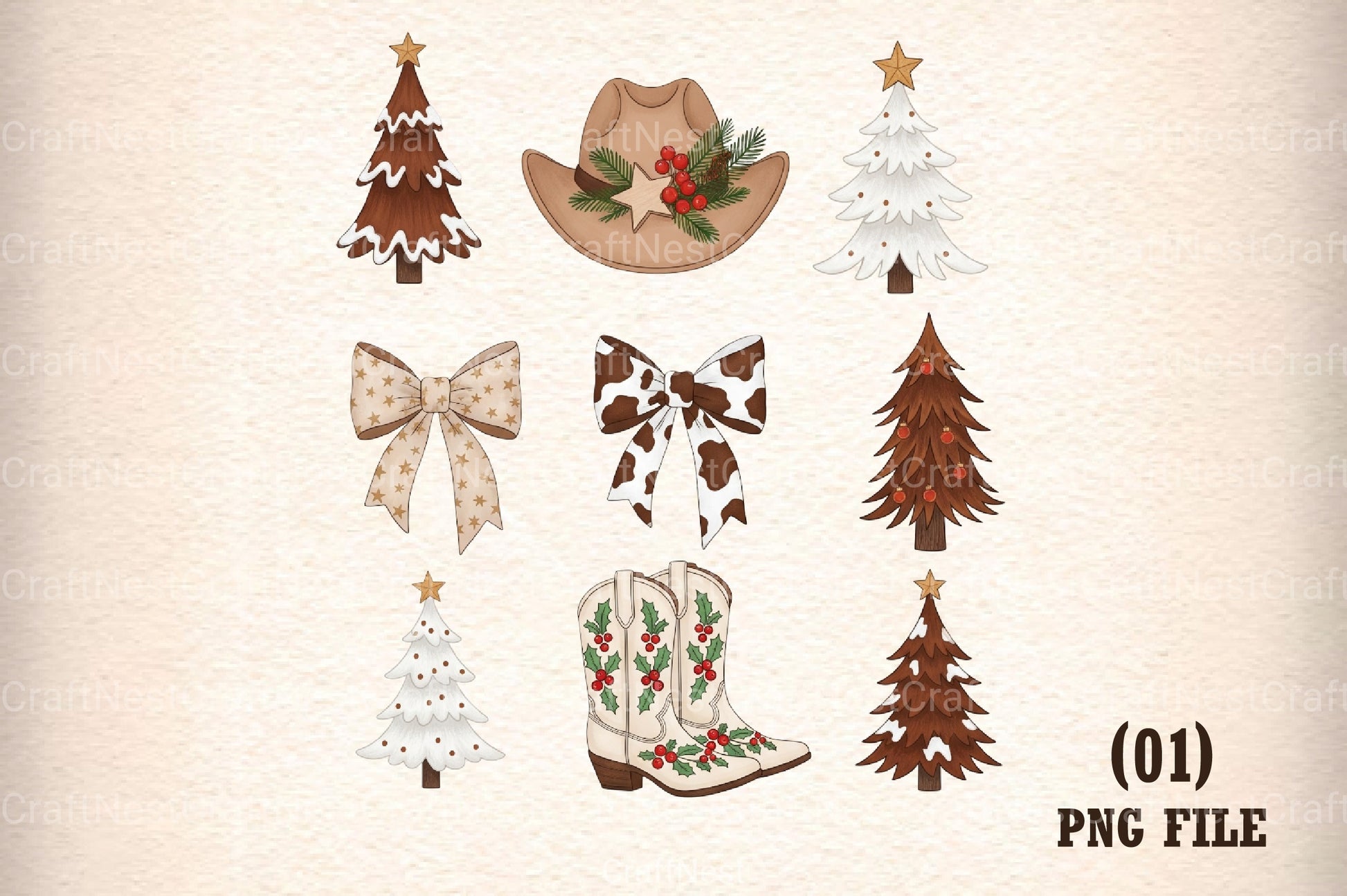Western Christmas Coquette Clipart Bundle - CraftNest - Digital Crafting and Art