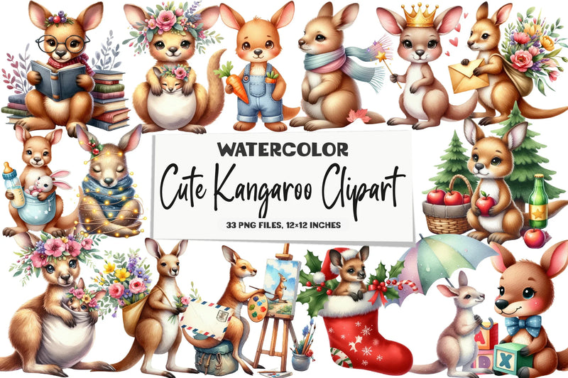 Cute Kangaroo Clipart Bundle - CraftNest - Digital Crafting and Art