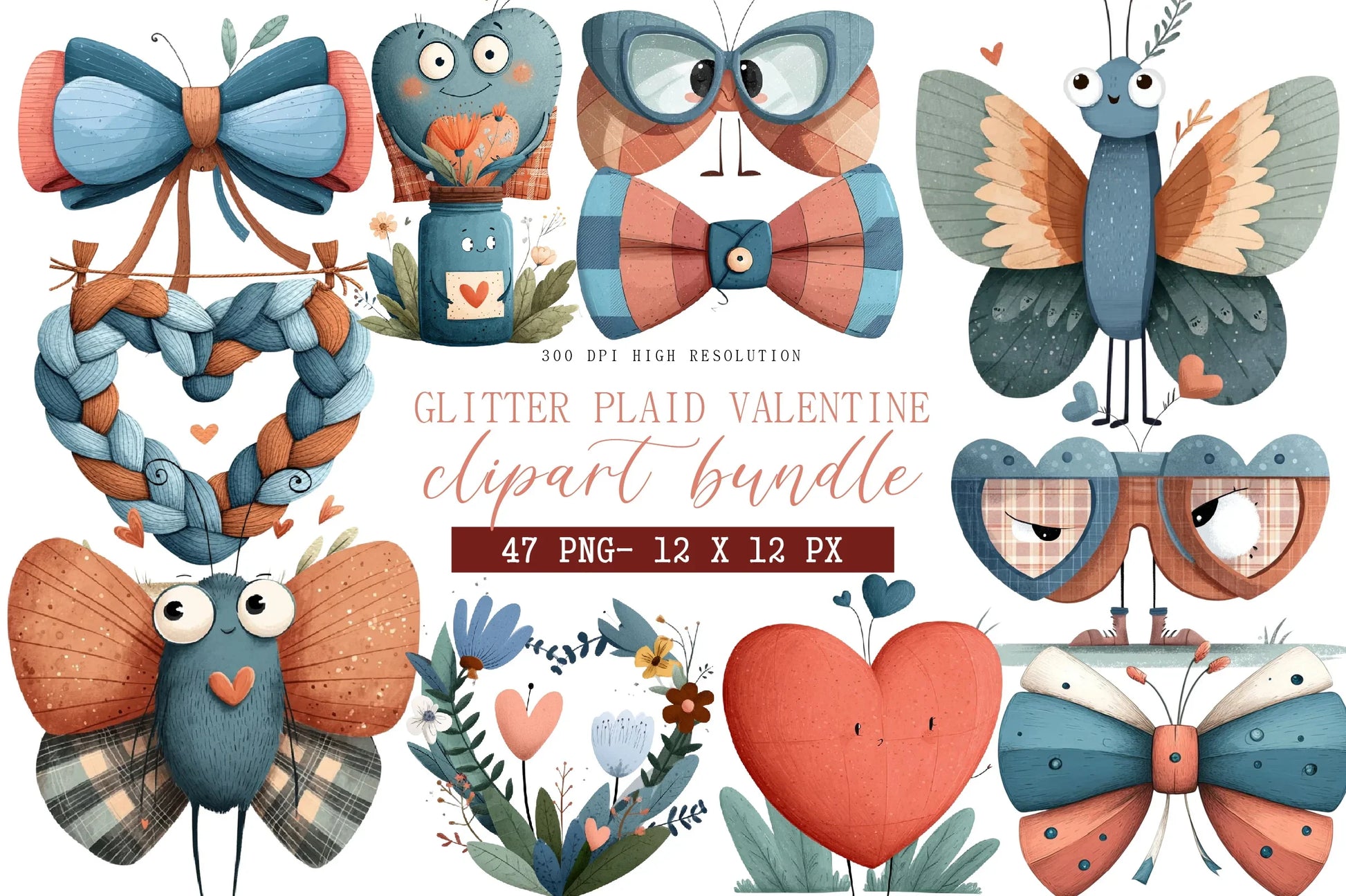 Glitter Plaid Valentine Clipart Bundle - CraftNest - Digital Crafting and Art