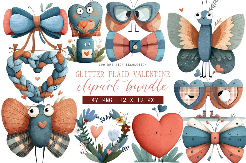 Glitter Plaid Valentine Clipart Bundle - CraftNest - Digital Crafting and Art