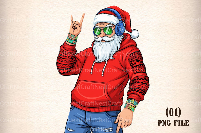 Hip Hop Santa Clipart Bundle - CraftNest - Digital Crafting and Art