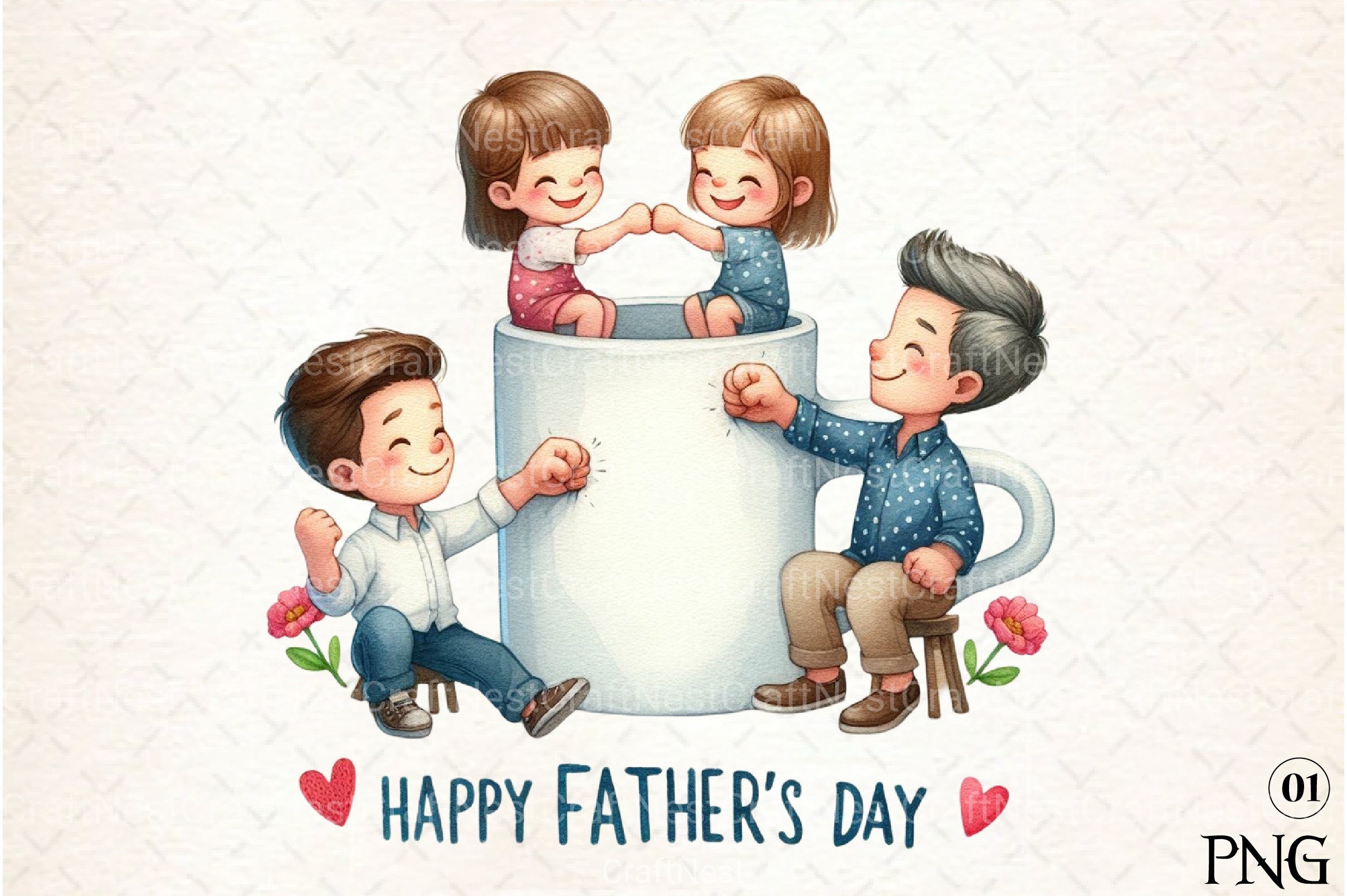 Kids Father’s Day Fist Bump Clipart Bundle 12 - CraftNest - Digital Crafting and Art