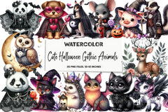 Cute Halloween Gothic Animals Clipart Bundle - CraftNest - Digital Crafting and Art