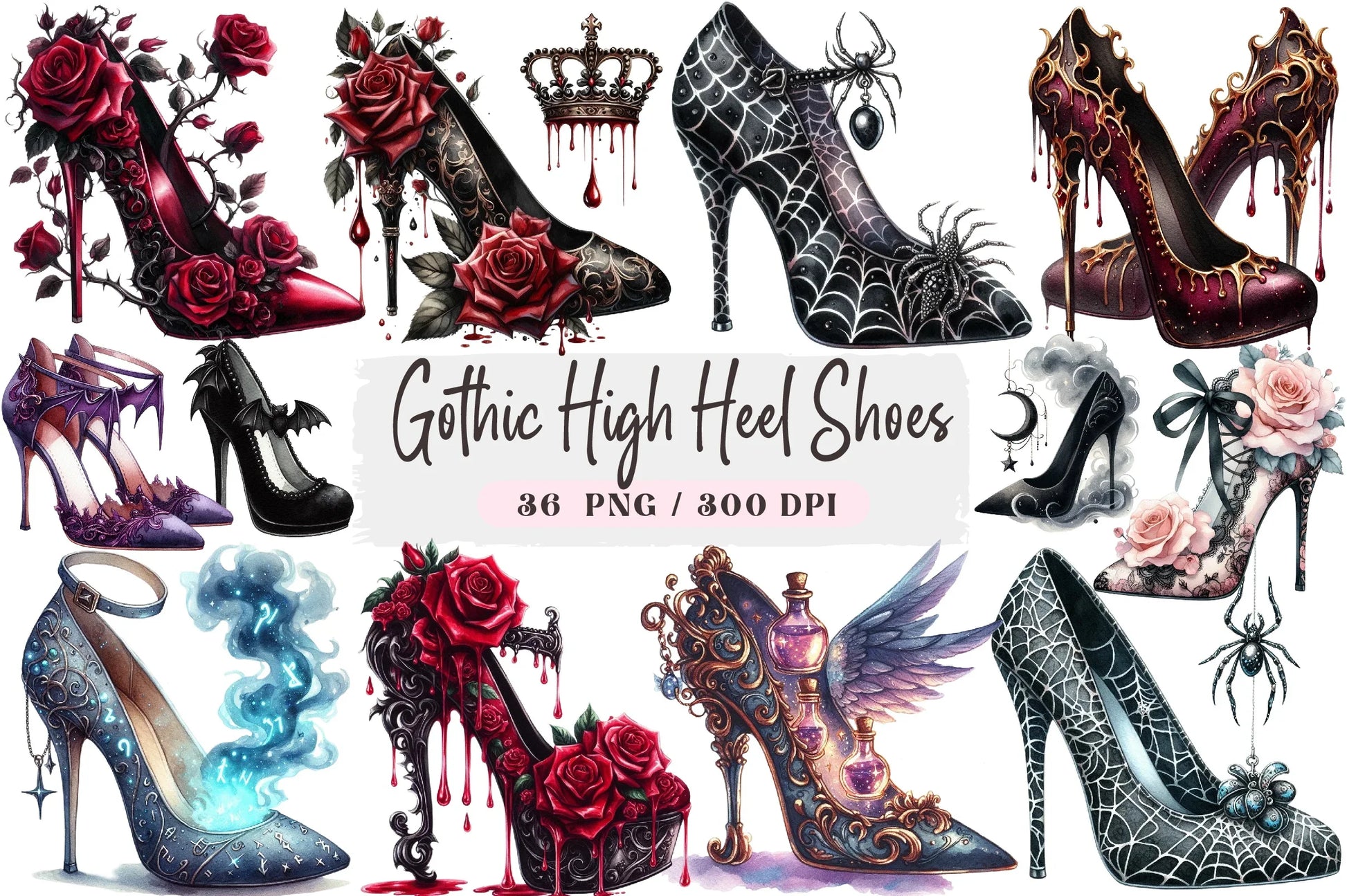 Gothic High Heel Shoes Clipart Bundle - CraftNest - Digital Crafting and Art