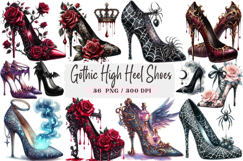 Gothic High Heel Shoes Clipart Bundle - CraftNest - Digital Crafting and Art