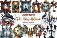 Gothic Antique Halloween Clipart Bundle - CraftNest - Digital Crafting and Art