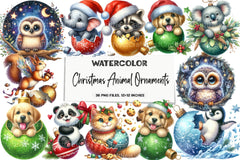 Christmas Animal Ornaments Clipart Bundle - CraftNest - Digital Crafting and Art