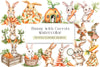 Hand Painted Bunny with Carrots Clipart Bundle
