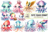 Cute Squid Clipart Bundle