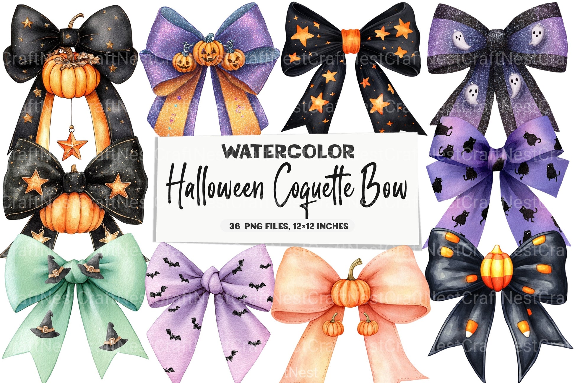 Halloween Coquette Bow Clipart Bundle 24 - CraftNest - Digital Crafting and Art