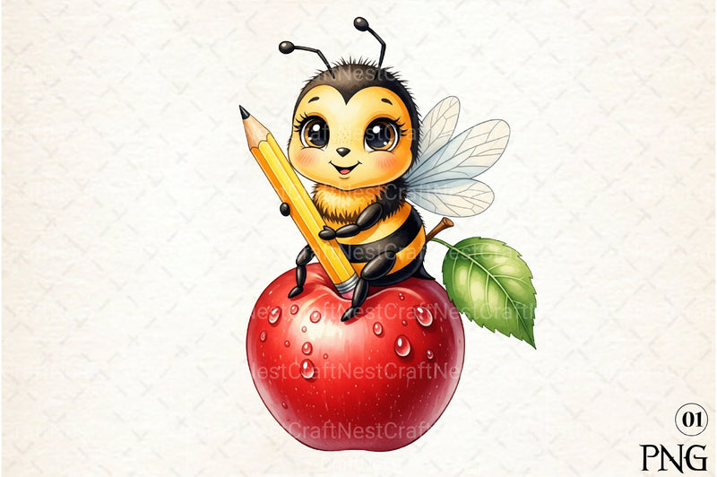Back to School Bee Clipart Bundle 63 - CraftNest - Digital Crafting and Art