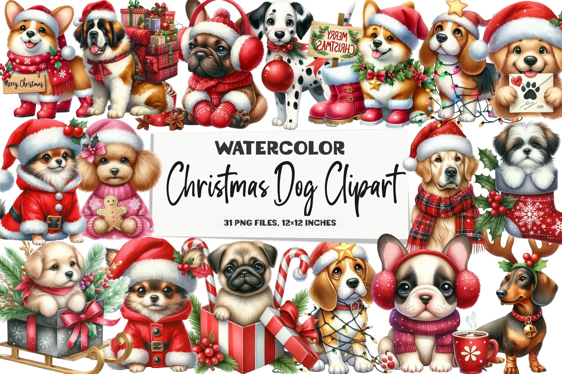 Christmas Dog Clipart Bundle - CraftNest - Digital Crafting and Art