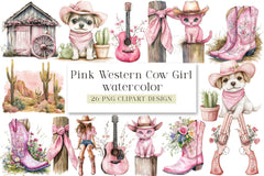 Pink Western Cowgirl Clipart Bundle - CraftNest - Digital Crafting and Art
