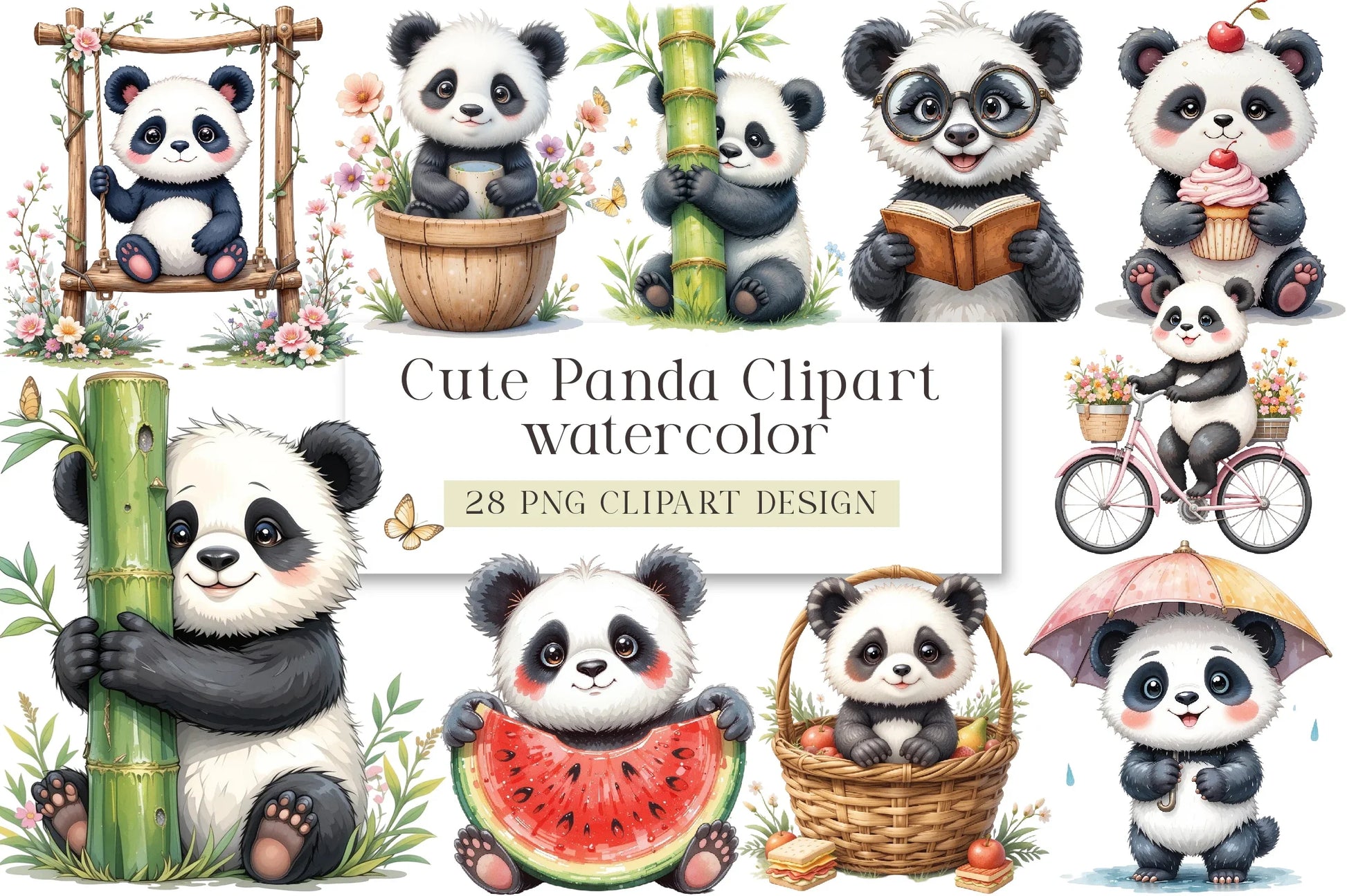 Cute Panda Clipart Bundle - CraftNest - Digital Crafting and Art