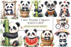 Cute Panda Clipart Bundle - CraftNest - Digital Crafting and Art