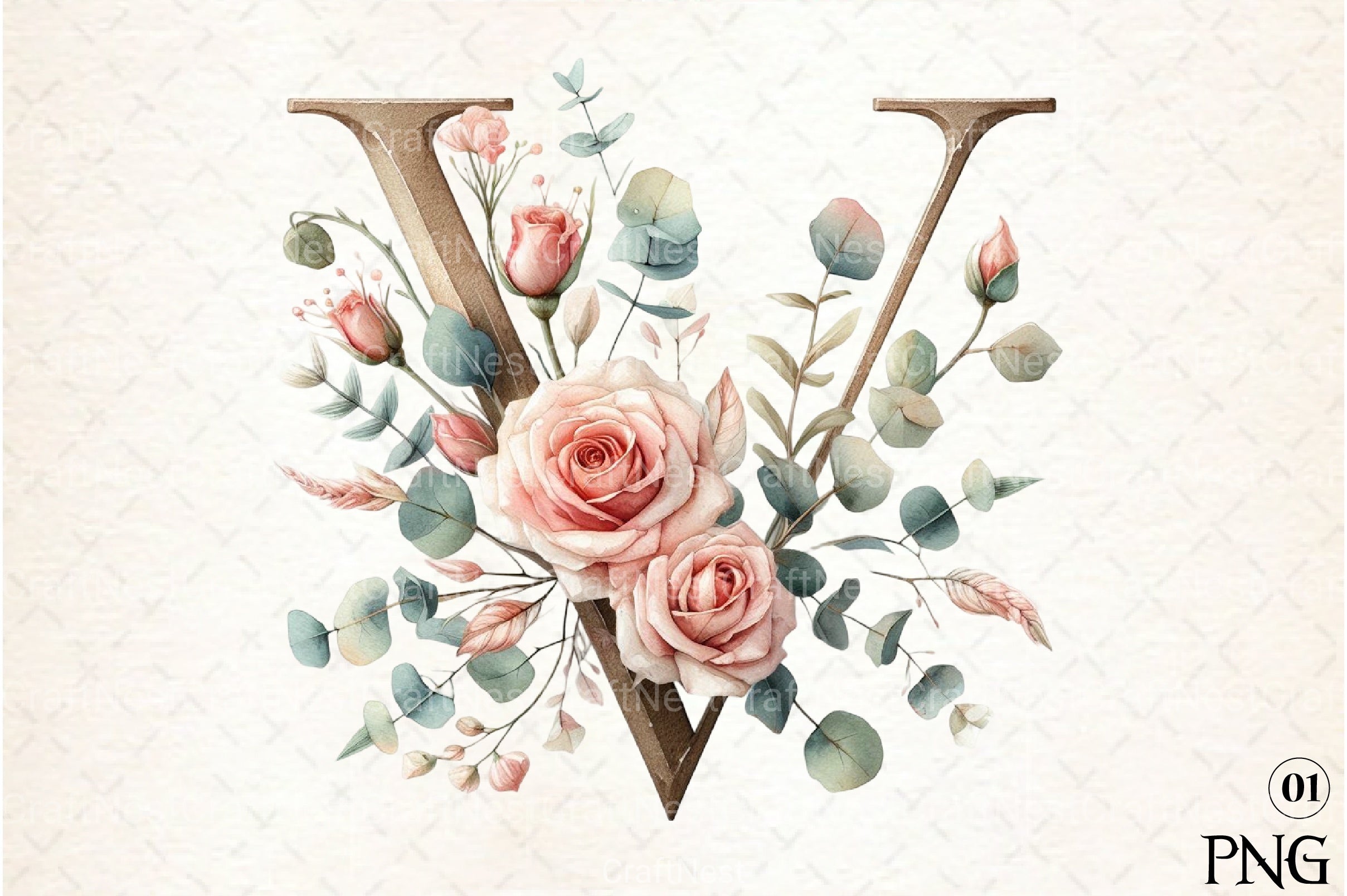 Floral Alphabet Clipart Bundle 9 - CraftNest - Digital Crafting and Art