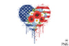 Patriotic USA Flowers Heart Clipart Bundle for 4th of July