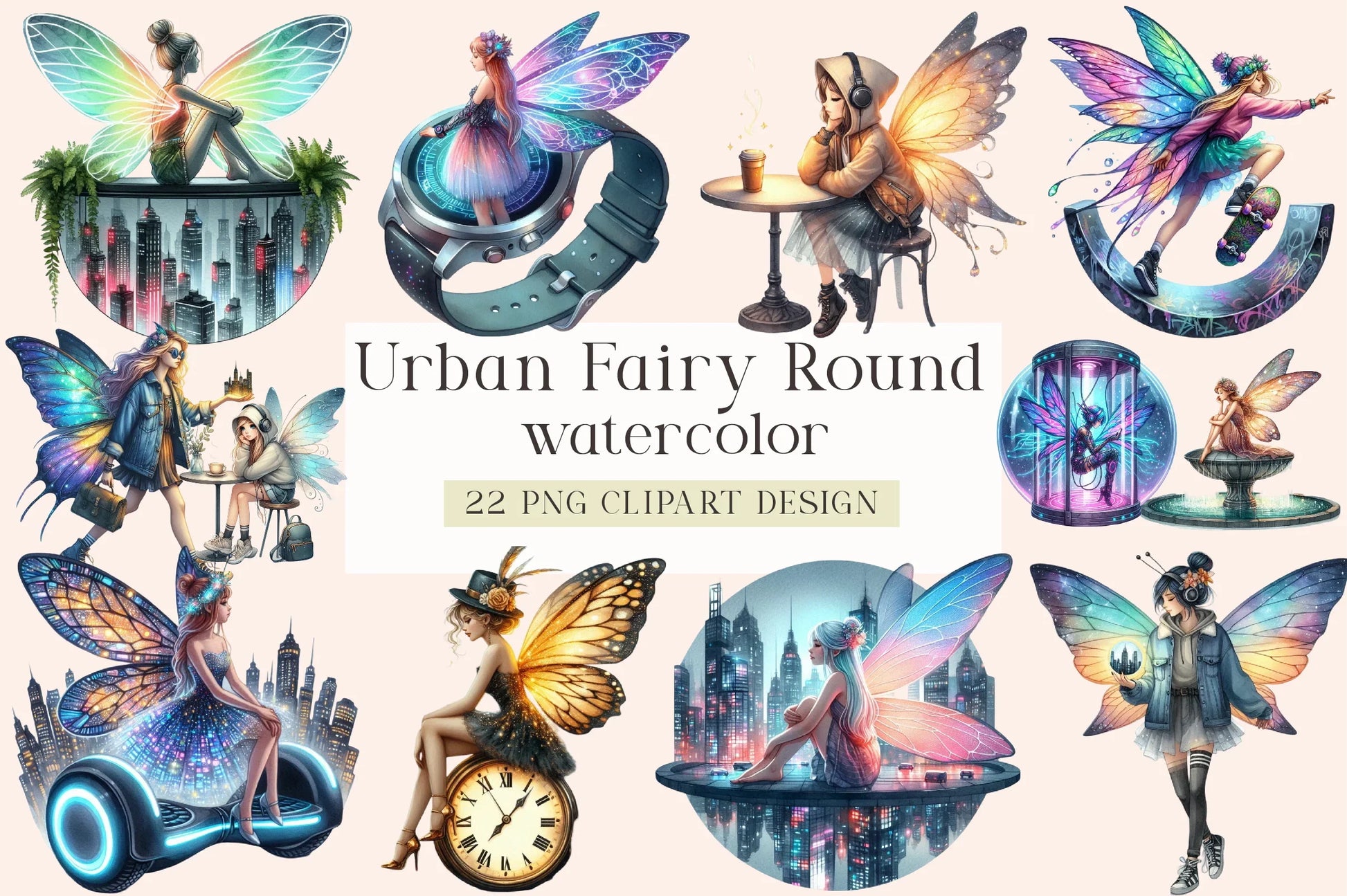 Urban Fairy Clipart Bundle Set - CraftNest - Digital Crafting and Art