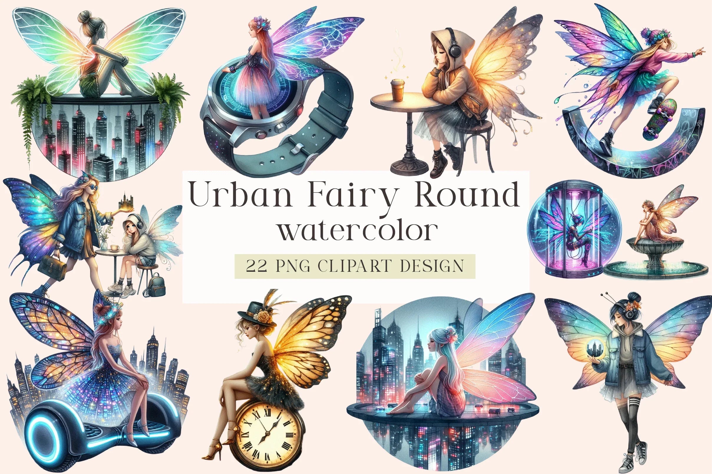 Urban Fairy Clipart Bundle Set - CraftNest - Digital Crafting and Art