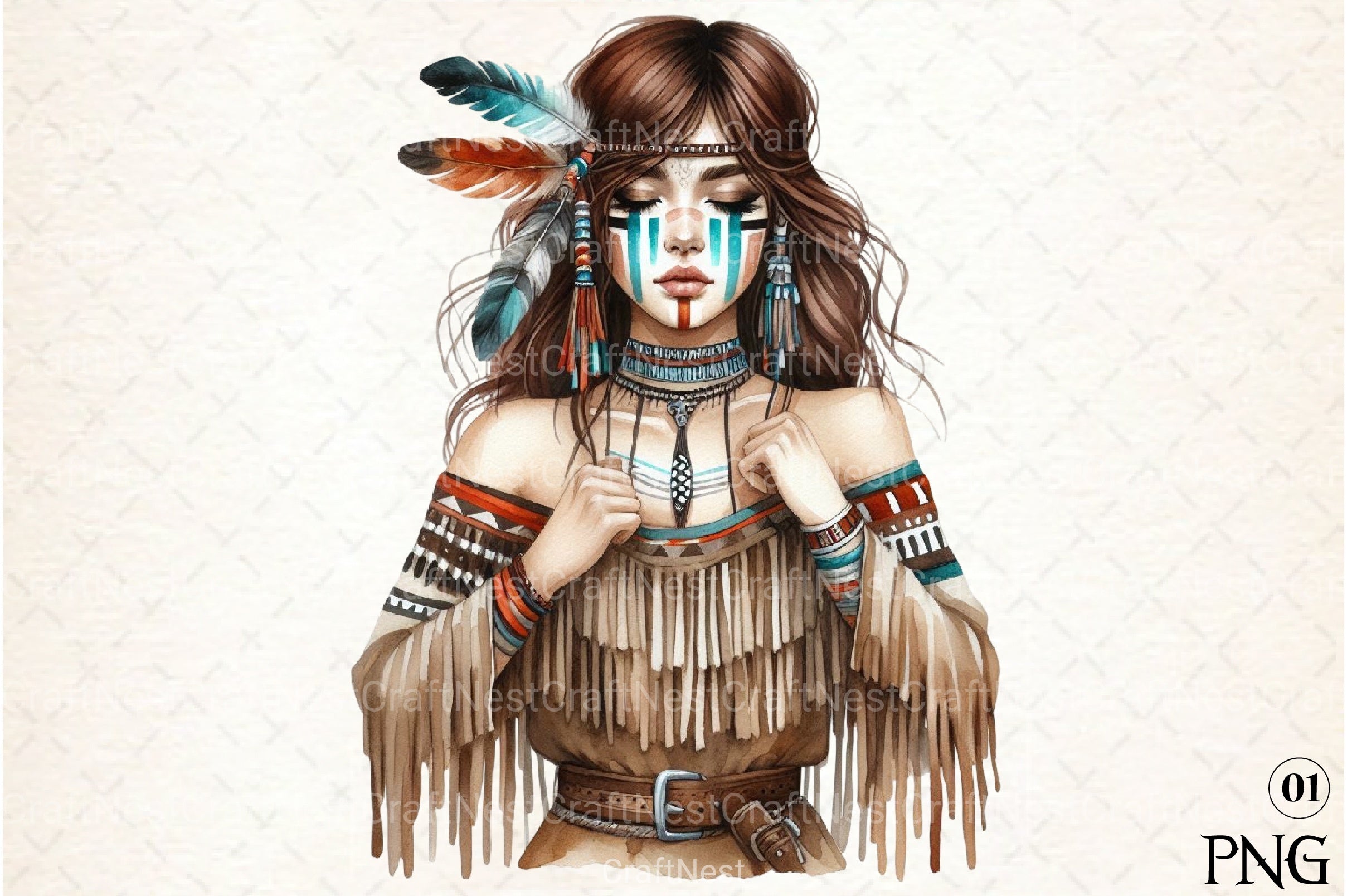Tribal Boho Girl Clipart Bundle 4 - CraftNest - Digital Crafting and Art