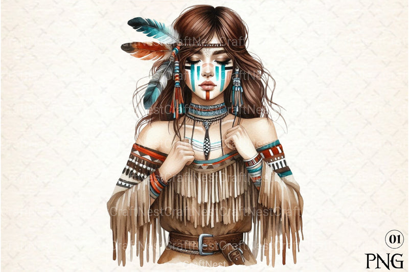 Tribal Boho Girl Clipart Bundle 4 - CraftNest - Digital Crafting and Art