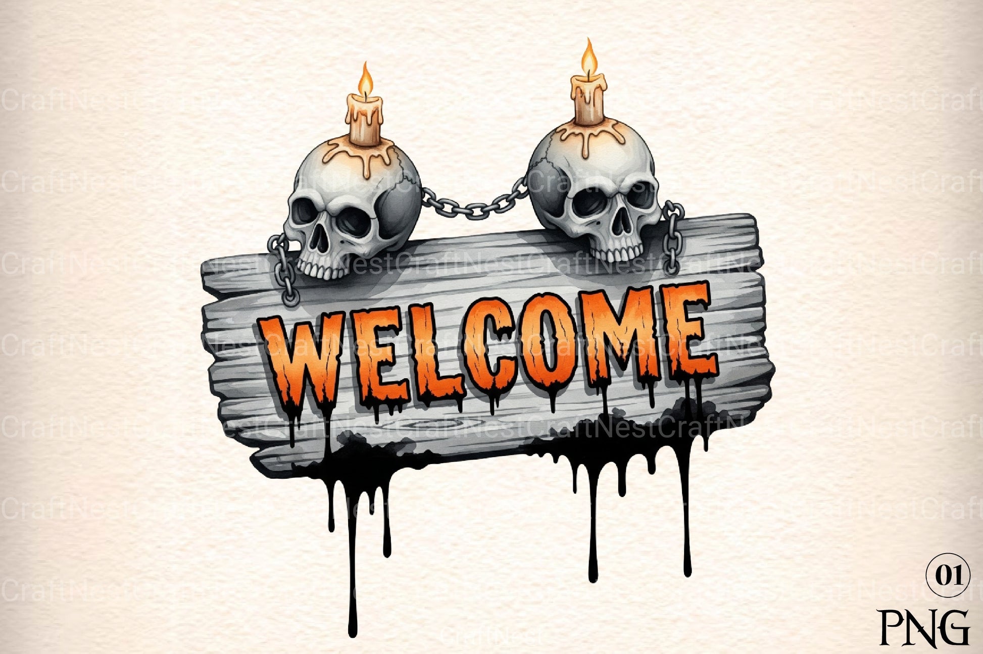 Skull & Chains Welcome Design Clipart Bundle - CraftNest - Digital Crafting and Art