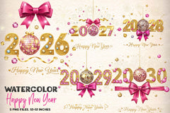 Glitter Happy New Year Clipart Bundle - CraftNest - Digital Crafting and Art