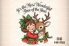 Vintage Christmas Girl with Deer Clipart Bundle