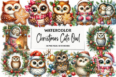 Christmas Cute Owl Clipart Bundle - CraftNest - Digital Crafting and Art