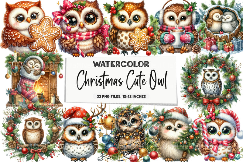 Christmas Cute Owl Clipart Bundle - CraftNest - Digital Crafting and Art