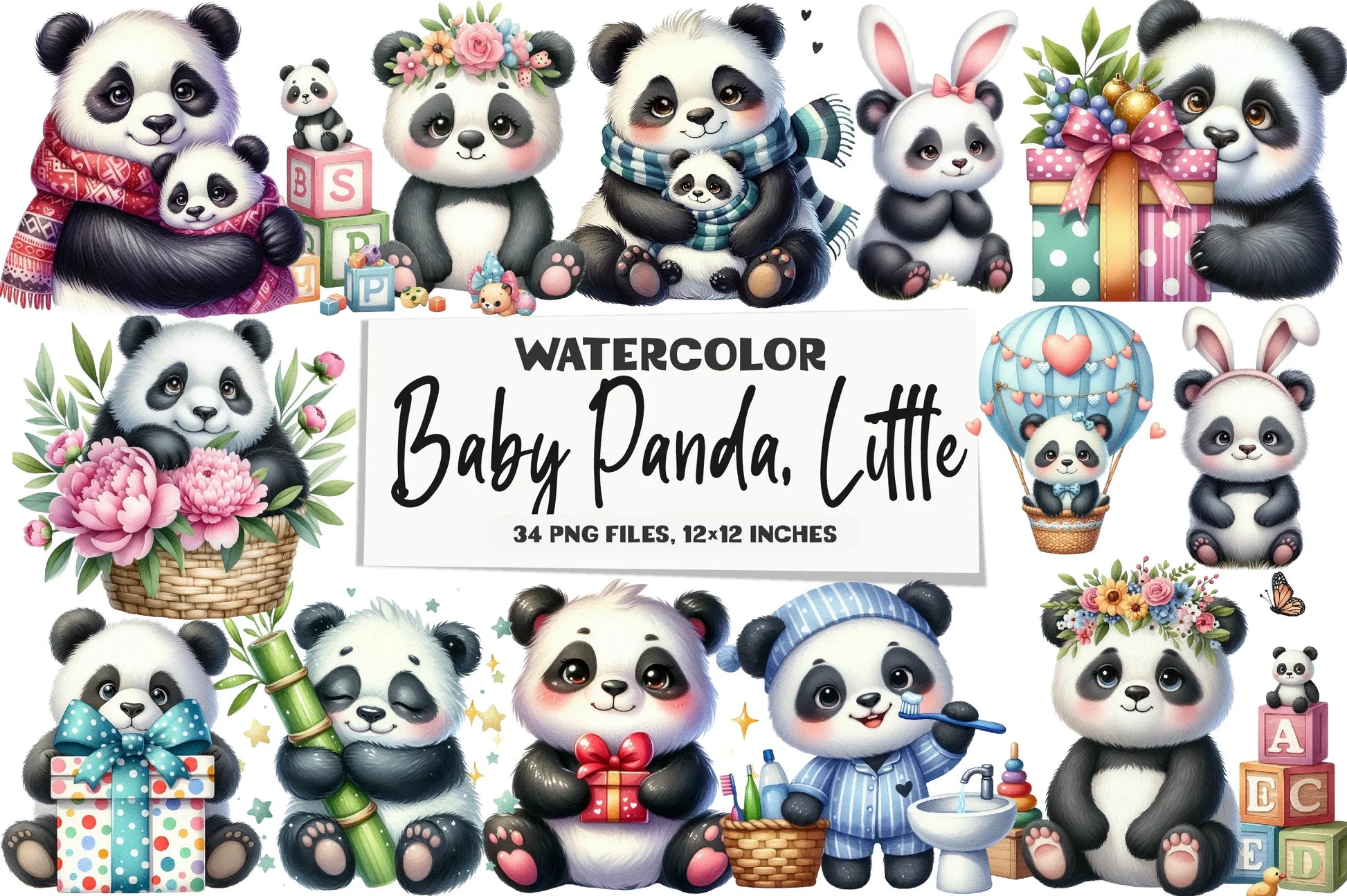Baby Panda Clipart Bundle - CraftNest - Digital Crafting and Art
