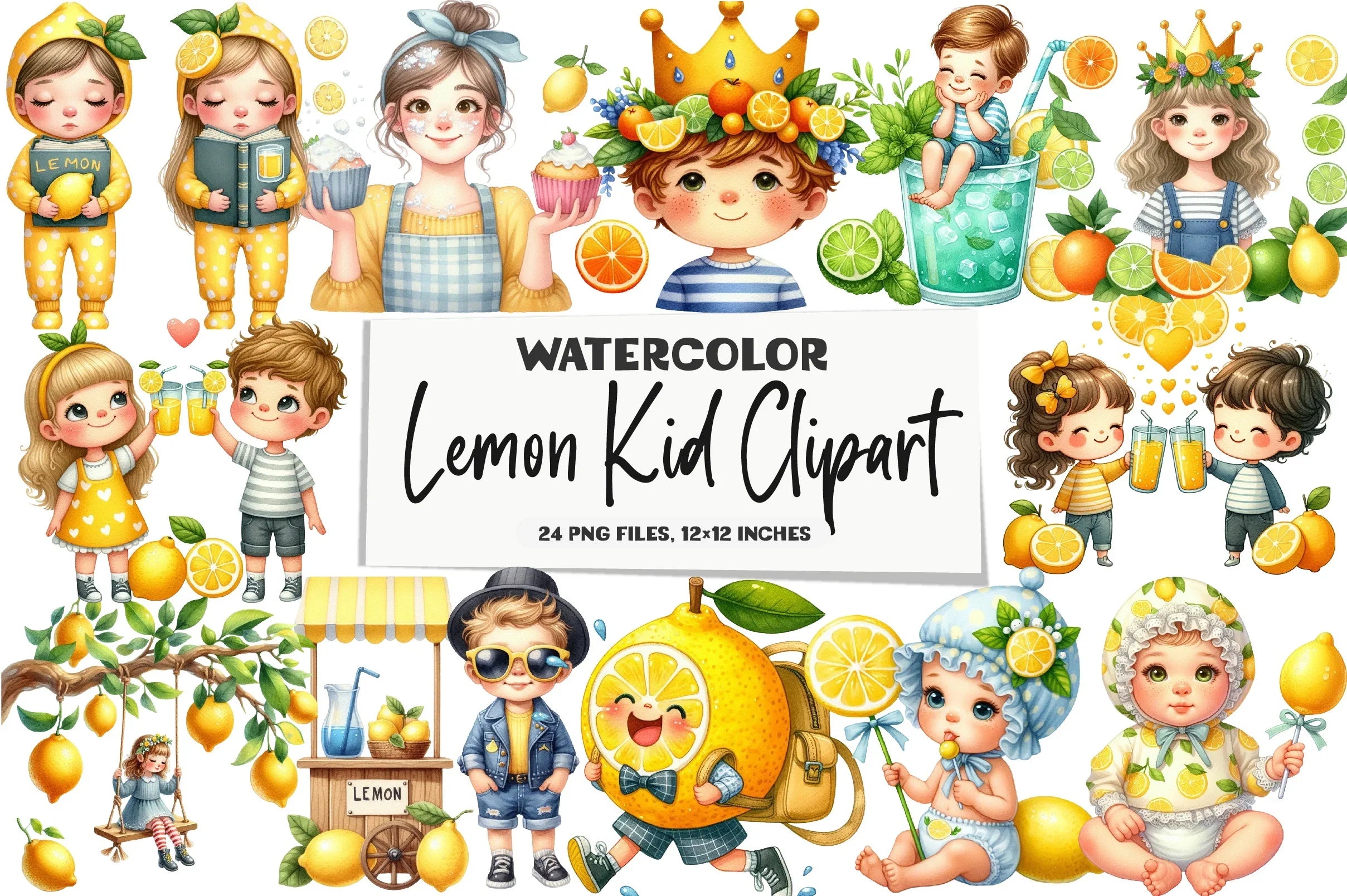 Lemon Kid Clipart Bundle - CraftNest - Digital Crafting and Art