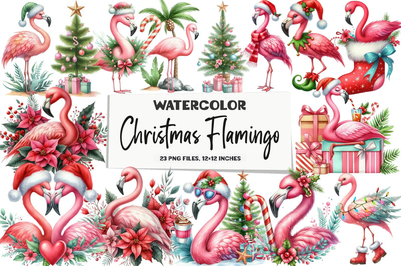 Christmas Flamingo Clipart Bundle - CraftNest - Digital Crafting and Art