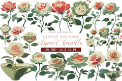 Quirky Valentine Rose Flower Clipart Bundle - CraftNest - Digital Crafting and Art