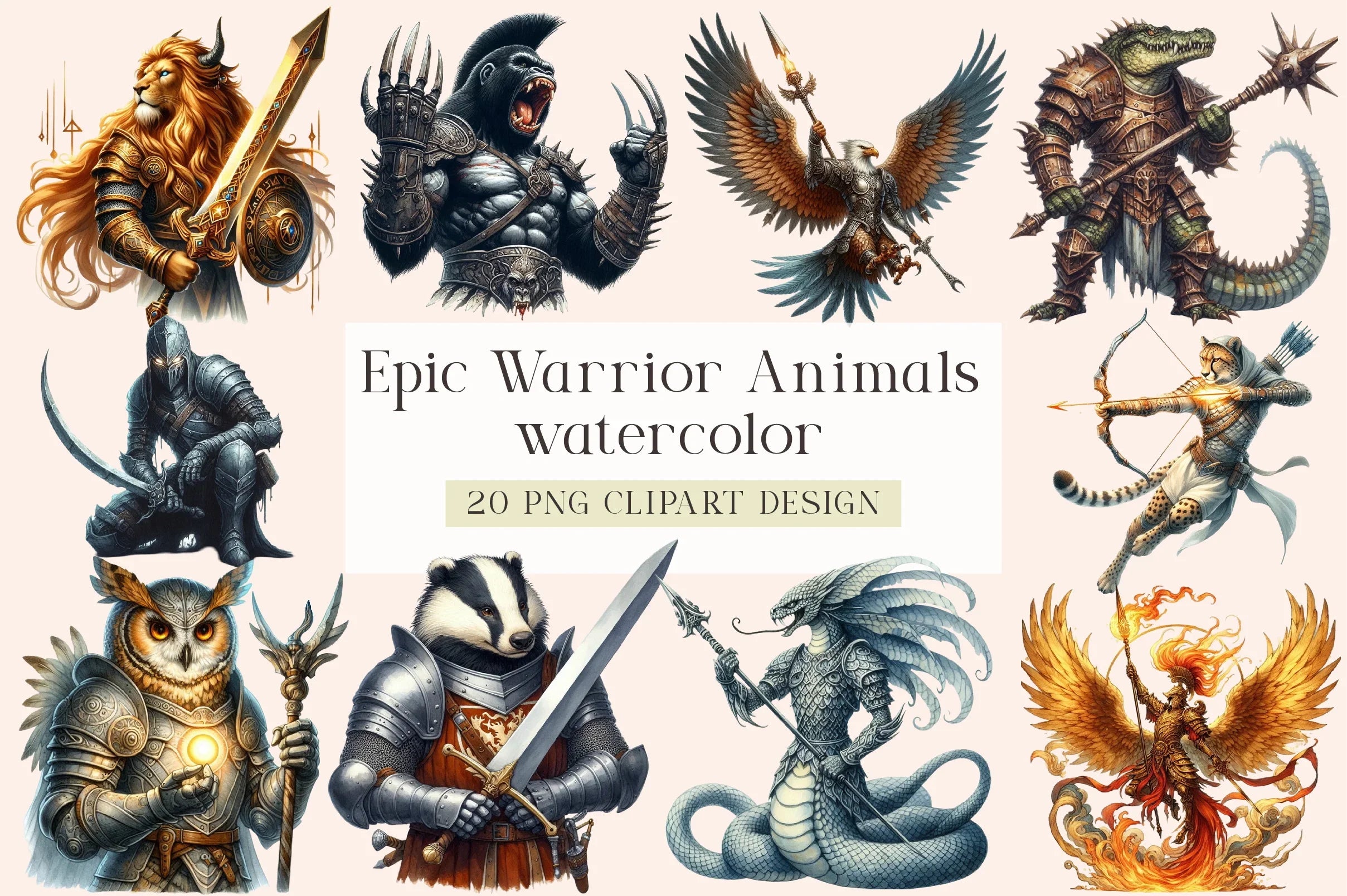 Epic Warrior Animals Clipart Bundle - CraftNest - Digital Crafting and Art