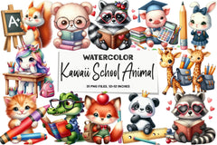 Kawaii School Animal Clipart Bundle - CraftNest - Digital Crafting and Art