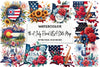 4th of July Floral USA State Map Clipart Bundle