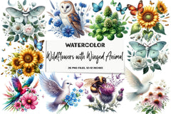 Wildflower & Winged Animal Clipart Bundle - CraftNest - Digital Crafting and Art