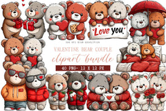 Valentine Bear Couple Clipart Bundle - CraftNest - Digital Crafting and Art
