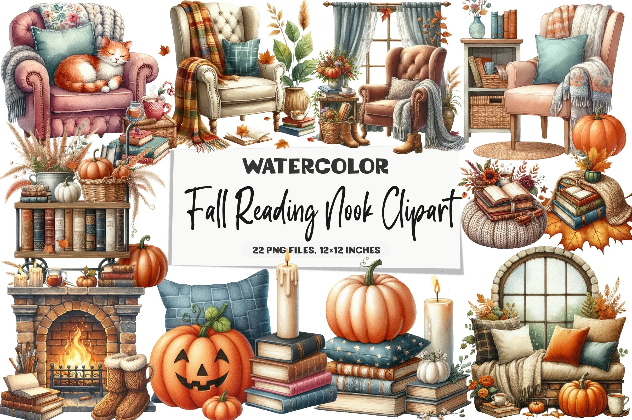 Fall Reading Nook Clipart Bundle - CraftNest - Digital Crafting and Art