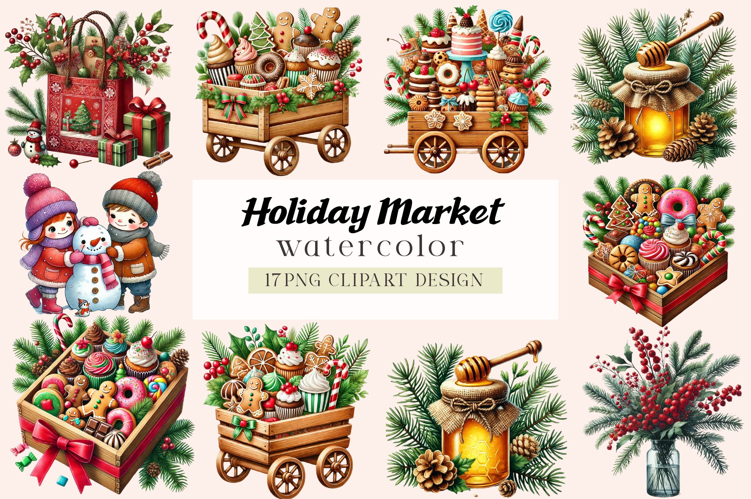 Holiday Market Clipart Bundle