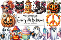 Groovy 70s Halloween Clipart Bundle - CraftNest - Digital Crafting and Art