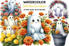 Ghost & Mums Halloween Clipart Bundle - CraftNest - Digital Crafting and Art