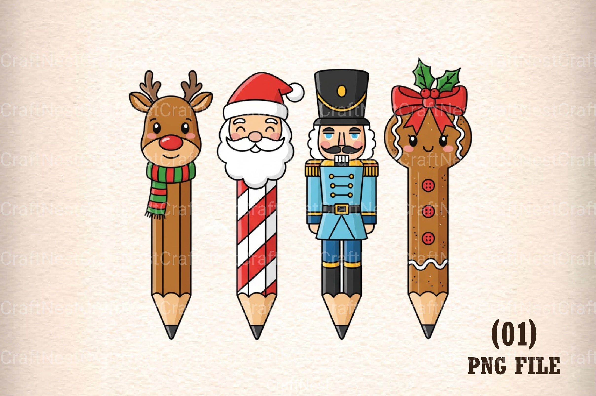 Christmas Pencils Clipart Bundle 1 - CraftNest - Digital Crafting and Art