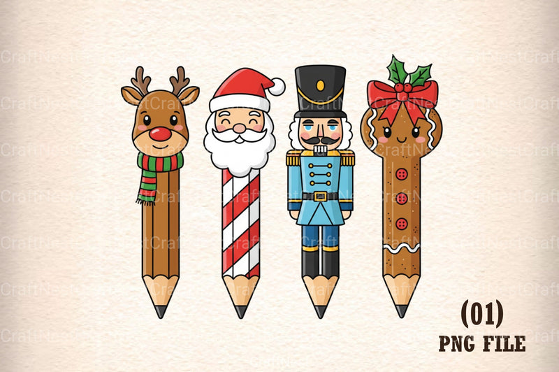 Christmas Pencils Clipart Bundle 1 - CraftNest - Digital Crafting and Art