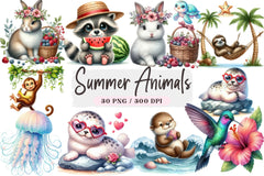 Summer Animals Clipart Bundle - CraftNest - Digital Crafting and Art