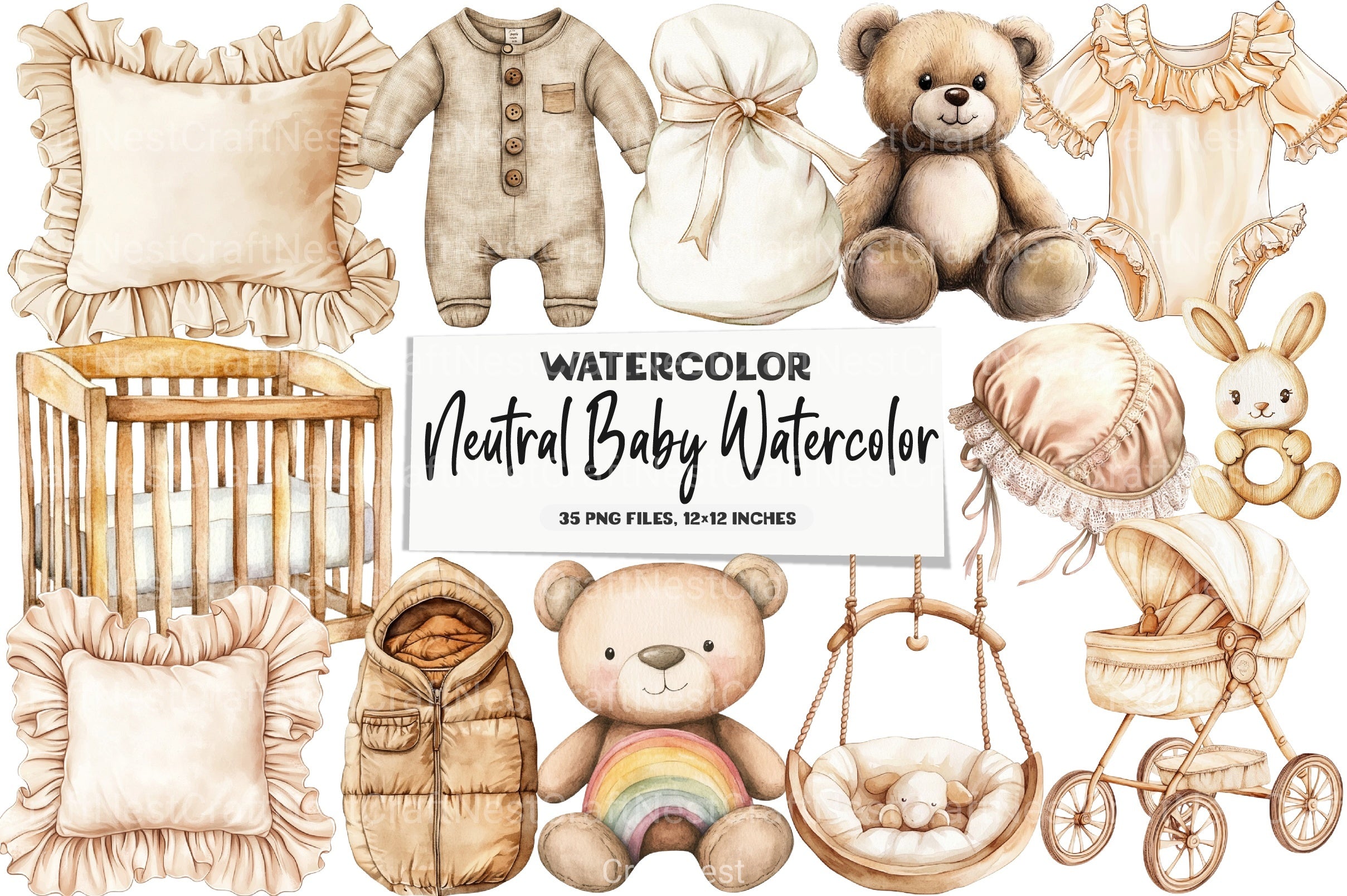 Neutral Baby Clipart Bundle - CraftNest - Digital Crafting and Art